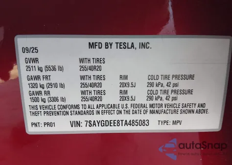 2026 Tesla Model Y Long Range Launch Series/Premium All-Wheel Drive from USA, damaged, VIN 7SAYGDEE8TA485083